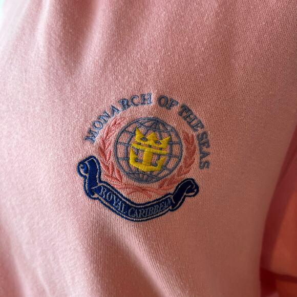 Vintage Y2K Pastel Collared Sweatshirt Royal Caribbean Cruise Wear size XL Pink - Picture 9 of 13